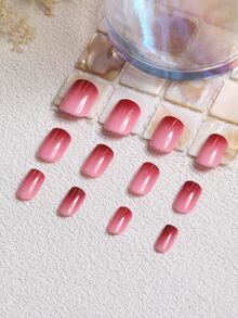 288入組短方形實心和貓眼效果假指甲，自粘式指甲和美甲用品 - 彩色 - 查看 6