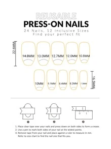 Trasforma Le Tue Unghie Con 24 Pezzi Di Unghie Finte A Forma Di Sarcofago Corto Glitterati E Paillettes & 1 Pezzo Di Lima Per Unghie E 1 Foglio Di Nastro Adesivo Per Unghie. Forniture Per Unghie - Rosa antico - Visualizzare 6