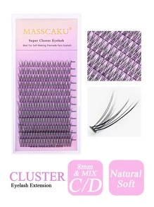 Lông mi cá nhân gốc dài, 12 hàng lông mi giả tạo sẵn Lông mi chồn giả cao cấp - màu đen - Xem 2