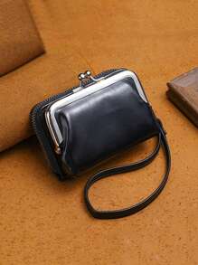 極簡卡夾吻鎖黑色輕便，時尚款週年紀念，生日禮物，聖誕禮物白領，男用，女用