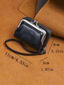 極簡卡夾吻鎖黑色輕便，時尚款週年紀念，生日禮物，聖誕禮物白領，男用，女用