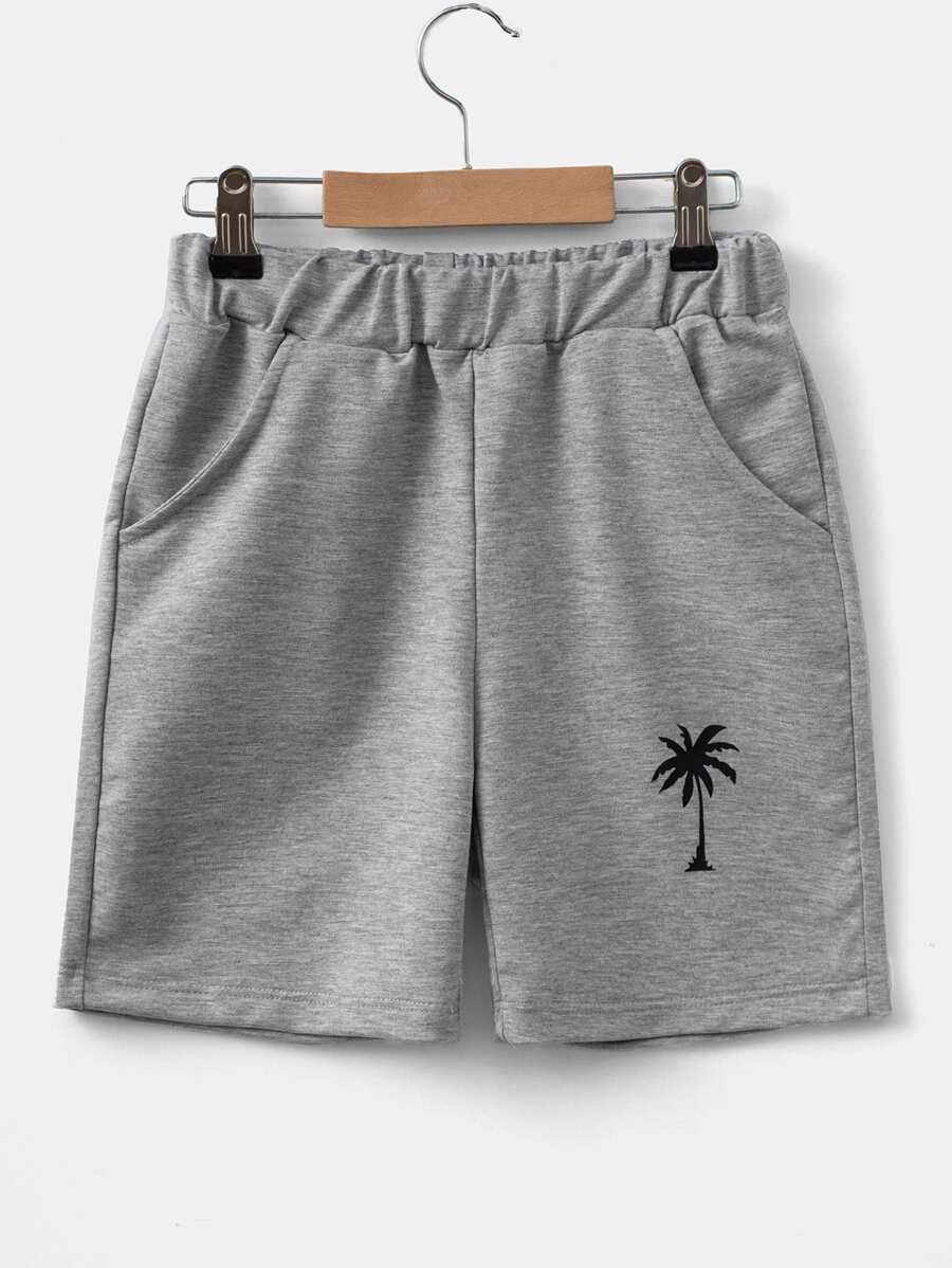 RueChic Boys Coconut Tree Print Shorts - Xám - Xem 1