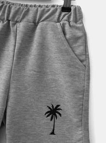 RueChic Boys Coconut Tree Print Shorts - Xám - Xem 3