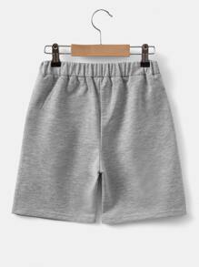 RueChic Boys Letter Graphic Track Shorts - Grey - View 2