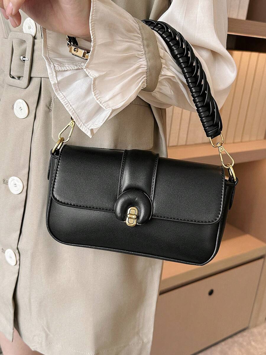 Minimalist Square Bag Small Twist Lock Black - Black - View 1