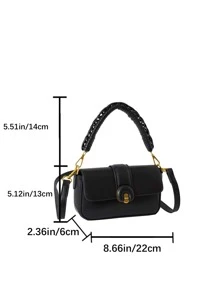 Minimalist Square Bag Small Twist Lock Black - Black - View 3