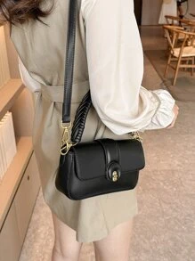 Minimalist Square Bag Small Twist Lock Black - Black - View 6