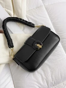Minimalist Square Bag Small Twist Lock Black - Black - View 7