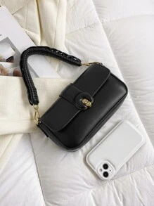 Minimalist Square Bag Small Twist Lock Black - Black - View 9