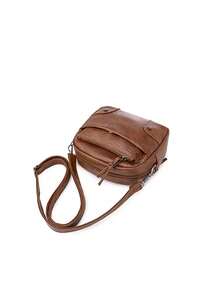 Studded Decor Dome Bag Small Zipper Vintage - Brown - View 4