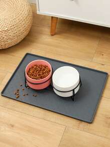 1pc Solid Color Pet Placemat For Dog And Cat For Food Feeding - Grey - View 1