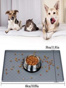 1pc Solid Color Pet Placemat For Dog And Cat For Food Feeding - Grey - View 2