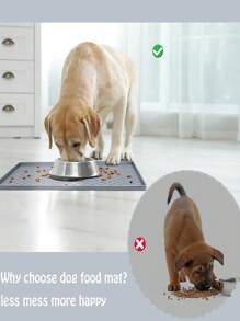 1pc Solid Color Pet Placemat For Dog And Cat For Food Feeding - Grey - View 3