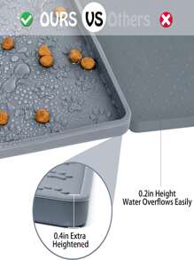 1pc Solid Color Pet Placemat For Dog And Cat For Food Feeding - Grey - View 4