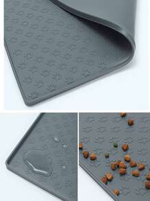 1pc Solid Color Pet Placemat For Dog And Cat For Food Feeding - Grey - View 5
