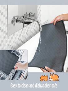 1pc Solid Color Pet Placemat For Dog And Cat For Food Feeding - Grey - View 8