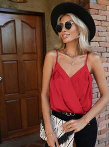SHEIN Clasi Solid Cami Top - Red - View 5