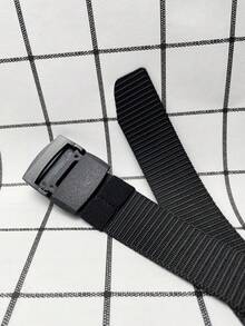 1pc Men Minimalist Casual Style Tape Belt, For Daily Life - Black - View 2