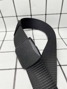 1pc Men Minimalist Casual Style Tape Belt, For Daily Life - Black - View 3