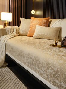 1pc Graphic Pattern Sofa Towel, Modern Polyester Anti-slip Sofa Cover Blanket For Living Room - Beige - View 1