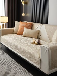 1pc Graphic Pattern Sofa Towel, Modern Polyester Anti-slip Sofa Cover Blanket For Living Room - Beige - View 2