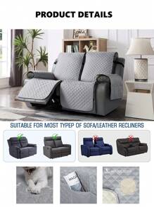 1入組素色躺椅毛巾現代滌綸防滑沙發套毯適用於客廳 - 灰色 - 查看 6