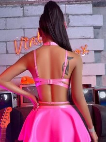 AltCore Set de lencería con abertura vinculado con aro con gargantilla