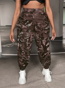 SHEIN SXY 大碼滿版印花斜口袋長褲 - 彩色 - 查看 3