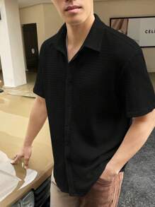 EGENSIO Men Drop Shoulder Button Front Shirt