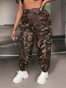 SHEIN SXY 大碼滿版印花斜口袋長褲 - 彩色 - 查看 5