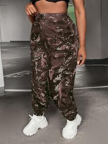 SHEIN SXY 大碼滿版印花斜口袋長褲 - 彩色 - 查看 6