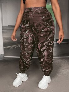 SHEIN SXY 大碼滿版印花斜口袋長褲 - 彩色 - 查看 7