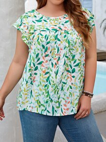 EMERY ROSE Áo sơ mi Plus Size Xù Thực vật Tất cả trên in Boho - Nhiều màu - Xem 6