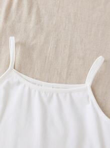 SHEIN Tops con gái Xù nhỏ Cà vạt nhuộm Giải trí - Xanh và trắng - Xem 4