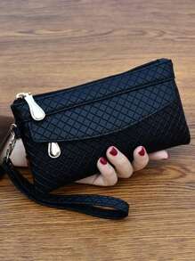 女士零钱包 新款时尚 PU 卡包 手拿包 女士手机钱包 女式手机壳 手机袋 女士钱包 轻便时尚 白领上班族 大学工作 商务通勤 办公室 周年纪念 情侣 生日礼物 情人节礼物 礼品 腕带钱包 女士钱包 钱包 - 黑色 - 查看 1