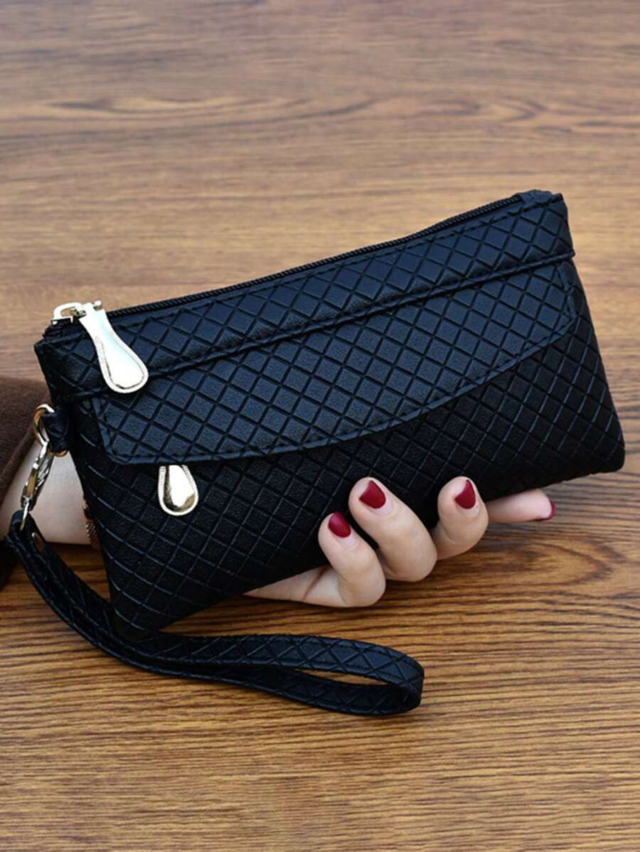 女士零钱包 新款时尚 PU 卡包 手拿包 女士手机钱包 女式手机壳 手机袋 女士钱包 轻便时尚 白领上班族 大学工作 商务通勤 办公室 周年纪念 情侣 生日礼物 情人节礼物 礼品 腕带钱包 女士钱包 钱包 - 黑色 - 查看 1