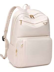Ba lô Cổ điển Tối giản Preppy, Màu be Thiết thực, Phong cách Bền bỉ cũng có các túi bên hông, có thể đựng điện thoại di động, máy tính bảng ipad và máy tính bảng. Chống nước, đeo vai đa năng Túi Messenger phù hợp cho đi du lịch, phượt, đi chơi, sinh viên đại học, thanh niên, các bạn nữ và người lớn tuổi. - Màu be - Xem 1
