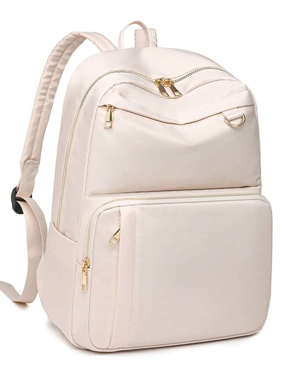 Ba lô Cổ điển Tối giản Preppy, Màu be Thiết thực, Phong cách Bền bỉ cũng có các túi bên hông, có thể đựng điện thoại di động, máy tính bảng ipad và máy tính bảng. Chống nước, đeo vai đa năng Túi Messenger phù hợp cho đi du lịch, phượt, đi chơi, sinh viên đại học, thanh niên, các bạn nữ và người lớn tuổi. - Màu be - Xem 1