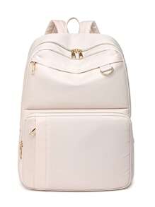 Ba lô Cổ điển Tối giản Preppy, Màu be Thiết thực, Phong cách Bền bỉ cũng có các túi bên hông, có thể đựng điện thoại di động, máy tính bảng ipad và máy tính bảng. Chống nước, đeo vai đa năng Túi Messenger phù hợp cho đi du lịch, phượt, đi chơi, sinh viên đại học, thanh niên, các bạn nữ và người lớn tuổi. - Màu be - Xem 3