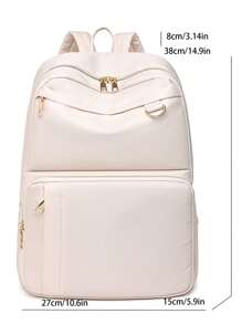 Ba lô Cổ điển Tối giản Preppy, Màu be Thiết thực, Phong cách Bền bỉ cũng có các túi bên hông, có thể đựng điện thoại di động, máy tính bảng ipad và máy tính bảng. Chống nước, đeo vai đa năng Túi Messenger phù hợp cho đi du lịch, phượt, đi chơi, sinh viên đại học, thanh niên, các bạn nữ và người lớn tuổi. - Màu be - Xem 4