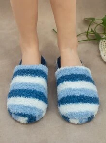Fashion Slippers For Women, Striped Pattern Fluffy Bedroom Slippers - Multicolor - View 1