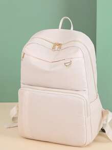 Ba lô Cổ điển Tối giản Preppy, Màu be Thiết thực, Phong cách Bền bỉ cũng có các túi bên hông, có thể đựng điện thoại di động, máy tính bảng ipad và máy tính bảng. Chống nước, đeo vai đa năng Túi Messenger phù hợp cho đi du lịch, phượt, đi chơi, sinh viên đại học, thanh niên, các bạn nữ và người lớn tuổi. - Màu be - Xem 7