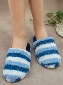 Fashion Slippers For Women, Striped Pattern Fluffy Bedroom Slippers - Multicolor - View 4
