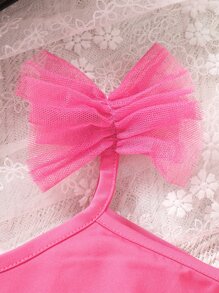 Cô Gái Trẻ Lưới tương phản Cami ngọn & Váy - Màu Hồng Tươi - Xem 6