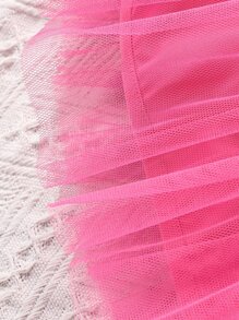 Cô Gái Trẻ Lưới tương phản Cami ngọn & Váy - Màu Hồng Tươi - Xem 7