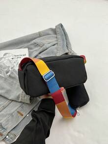 Black Square Bag With Coin Purse Minimalist - Black - View 3