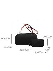 Black Square Bag With Coin Purse Minimalist - Black - View 8