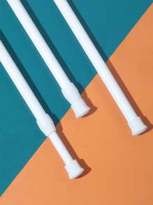 1 pieza liso Cortina de ducha Varilla - Blanco - Ver 2