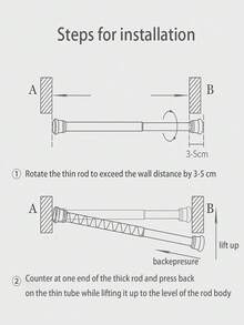 1 pieza liso Cortina de ducha Varilla - Blanco - Ver 10