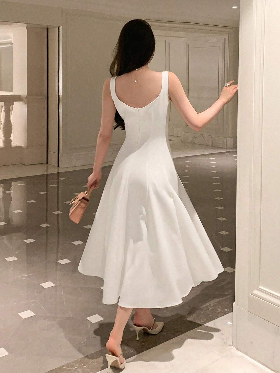 Solid Zip Back Dress, Birthday ,New Year Eve Prom Dress Sundress,Formal Women Dresses Elegant Women Dresses